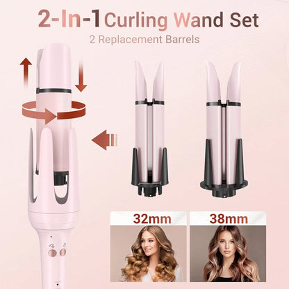 BESTOPE PRO  Automatic Curling Iron Hair Curler, Replaceable Curling Wand with 2 Sizes Barrel (1", 1.25") & 3 Temps, Hair Waver