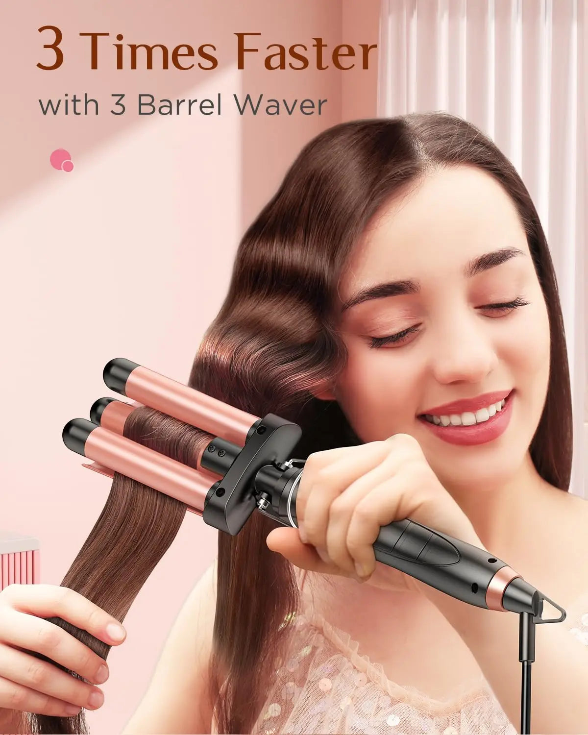 BESTOPE PRO 5 in 1 Wand Curling Iron-Curling Wand Set with Hair Straightener, 3 Barrels Hair Crimper Iron, 3 Ceramic Curling Iro