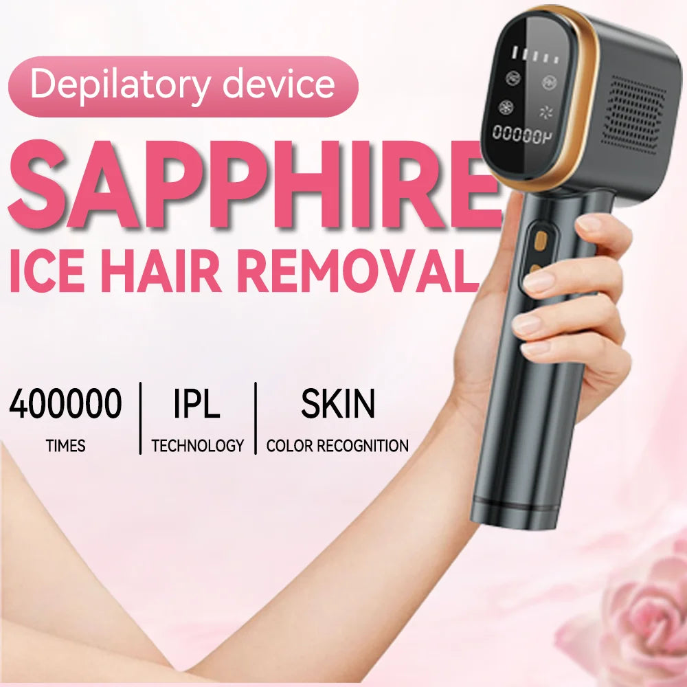 Laser Hair Removal,IPL Hair Removal for Women and Men,Ice-Cooling Contact,Skin Sensor, Nearly Painless,Long-Lasting Hair Removal