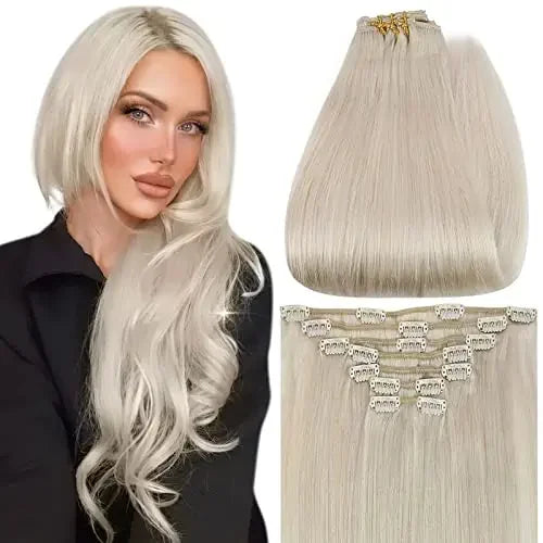 Full Shine Human Hair Extensions Clip in Hair Extensions Human Hair 7PCS 105G Double Weft Hair Extensions Human Hair For Woman