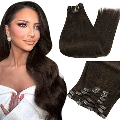 Full Shine Human Hair Extensions Clip in Hair Extensions Human Hair 7PCS 105G Double Weft Hair Extensions Human Hair For Woman