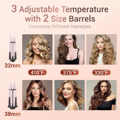 BESTOPE PRO  Automatic Curling Iron Hair Curler, Replaceable Curling Wand with 2 Sizes Barrel (1", 1.25") & 3 Temps, Hair Waver