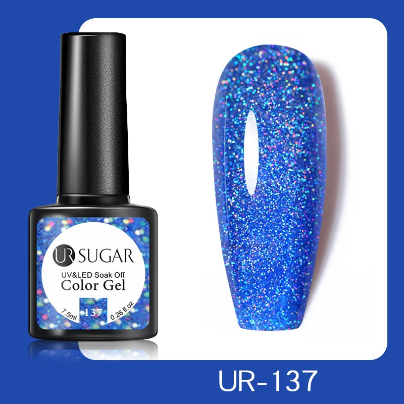 UR SUGAR 7.5ml Champagne Reflective Gel Polish Golden Glitter Soak Off Semi Permanent UV LED Varnish Gel Nail Art Polish