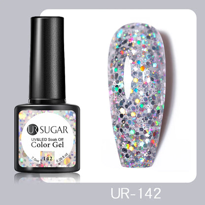 UR SUGAR 7.5ml Champagne Reflective Gel Polish Golden Glitter Soak Off Semi Permanent UV LED Varnish Gel Nail Art Polish