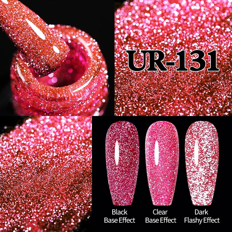 UR SUGAR 7.5ml Champagne Reflective Gel Polish Golden Glitter Soak Off Semi Permanent UV LED Varnish Gel Nail Art Polish