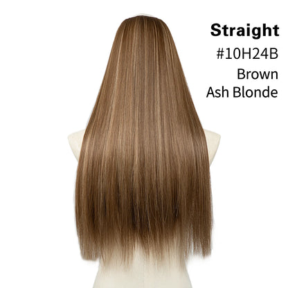 Synthetic U Part Clip in Hair Extension Clip-on Natural Thick False Fake Blonde Long Straight Hairpieces 16 20 24 inch