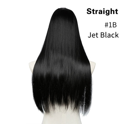 Synthetic U Part Clip in Hair Extension Clip-on Natural Thick False Fake Blonde Long Straight Hairpieces 16 20 24 inch