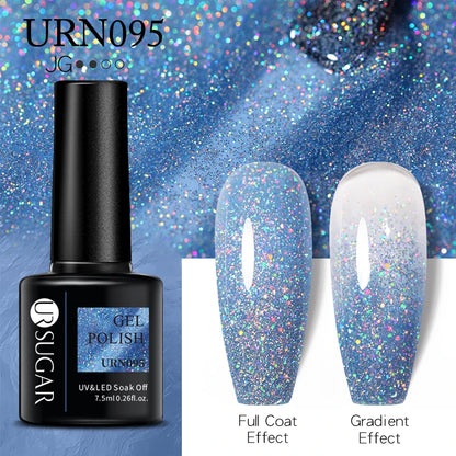 UR SUGAR 7.5ml Champagne Reflective Gel Polish Golden Glitter Soak Off Semi Permanent UV LED Varnish Gel Nail Art Polish