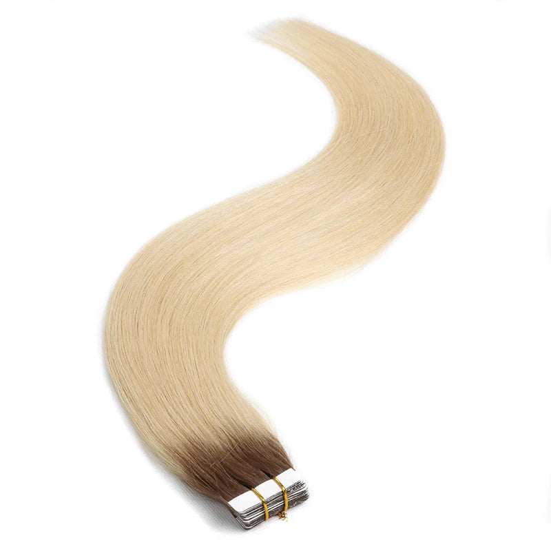 BHF Tape In Hair Extensions Human Hair 20pcs/Pack European Remy Straight Invisible Tape Ins Adhensive Hair Extensions