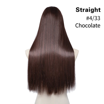 Synthetic U Part Clip in Hair Extension Clip-on Natural Thick False Fake Blonde Long Straight Hairpieces 16 20 24 inch