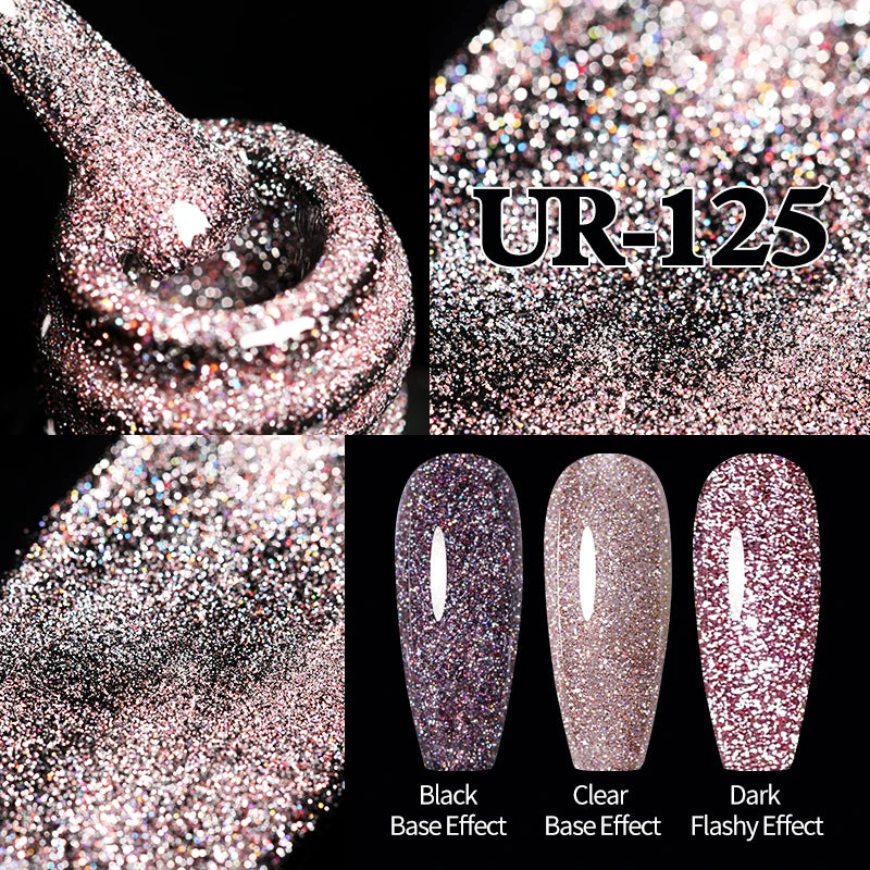 UR SUGAR 7.5ml Champagne Reflective Gel Polish Golden Glitter Soak Off Semi Permanent UV LED Varnish Gel Nail Art Polish