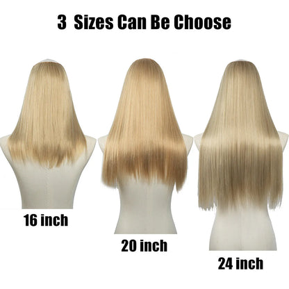 Synthetic U Part Clip in Hair Extension Clip-on Natural Thick False Fake Blonde Long Straight Hairpieces 16 20 24 inch