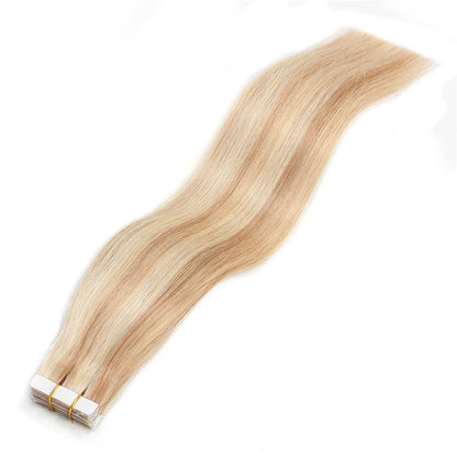 BHF Tape In Hair Extensions Human Hair 20pcs/Pack European Remy Straight Invisible Tape Ins Adhensive Hair Extensions