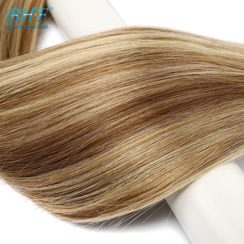 BHF Tape In Hair Extensions Human Hair 20pcs/Pack European Remy Straight Invisible Tape Ins Adhensive Hair Extensions