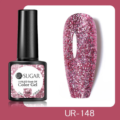 UR SUGAR 7.5ml Champagne Reflective Gel Polish Golden Glitter Soak Off Semi Permanent UV LED Varnish Gel Nail Art Polish