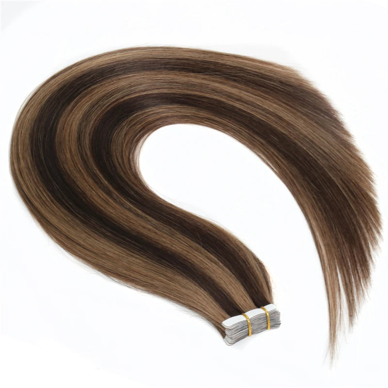 BHF Tape In Hair Extensions Human Hair 20pcs/Pack European Remy Straight Invisible Tape Ins Adhensive Hair Extensions