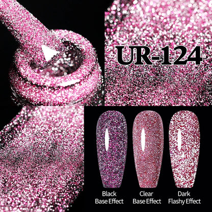 UR SUGAR 7.5ml Champagne Reflective Gel Polish Golden Glitter Soak Off Semi Permanent UV LED Varnish Gel Nail Art Polish