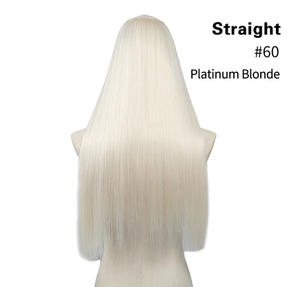 Synthetic U Part Clip in Hair Extension Clip-on Natural Thick False Fake Blonde Long Straight Hairpieces 16 20 24 inch