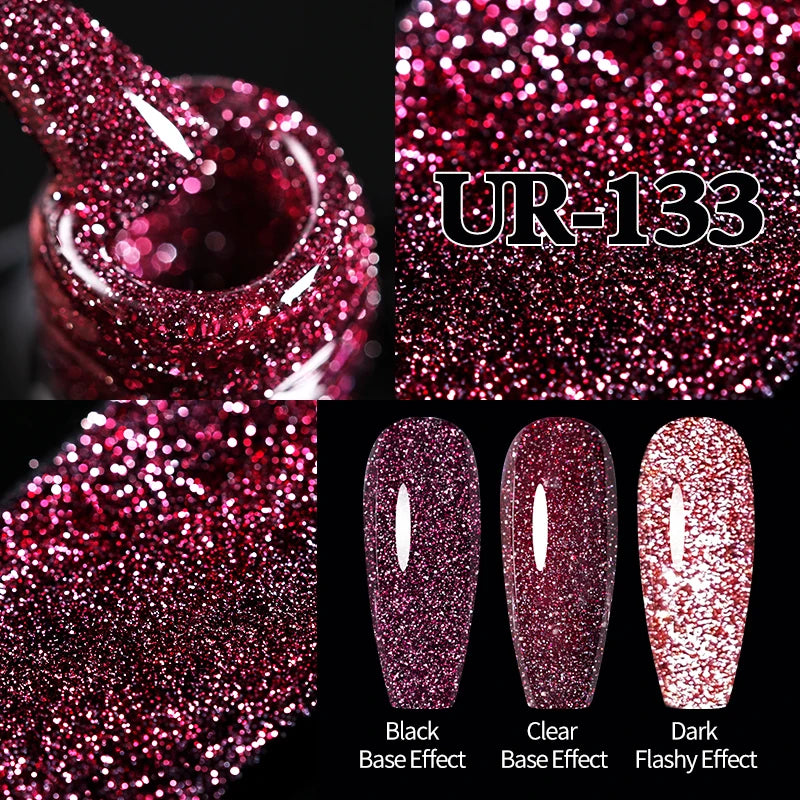 UR SUGAR 7.5ml Champagne Reflective Gel Polish Golden Glitter Soak Off Semi Permanent UV LED Varnish Gel Nail Art Polish