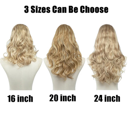 Synthetic U Part Clip in Hair Extension Clip-on Natural Thick False Fake Blonde Long Straight Hairpieces 16 20 24 inch