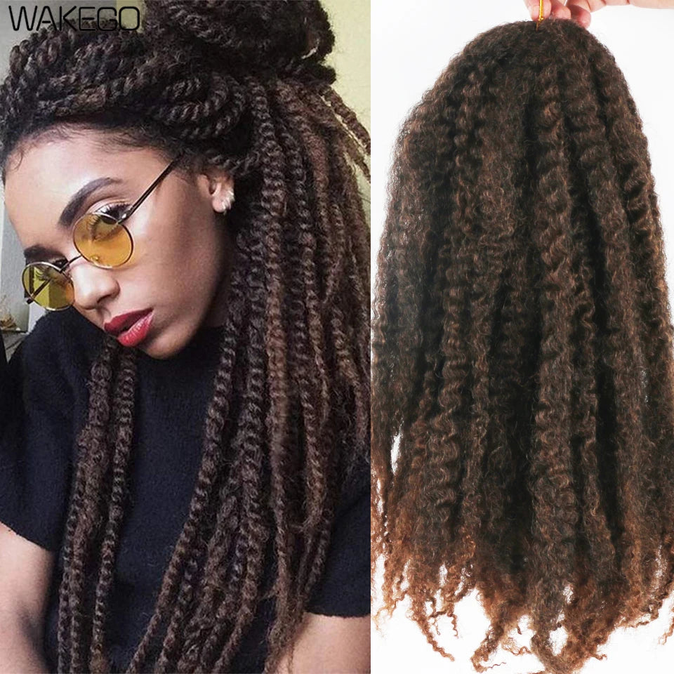 Marley Meche Afro Kinky Braiding Hair 18inch Synthetic Crochet Marly Twist Braids Hair Extensions For Women 100g 30 Strands/Pack