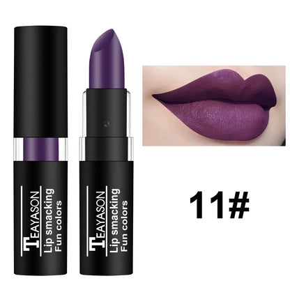 12 Color Lipstick Waterproof Long Lasting Cosmetic Black Blue Purple Green Matte Make Up Lip Gloss Makeup Red Lipstick