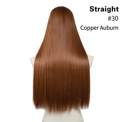 Synthetic U Part Clip in Hair Extension Clip-on Natural Thick False Fake Blonde Long Straight Hairpieces 16 20 24 inch