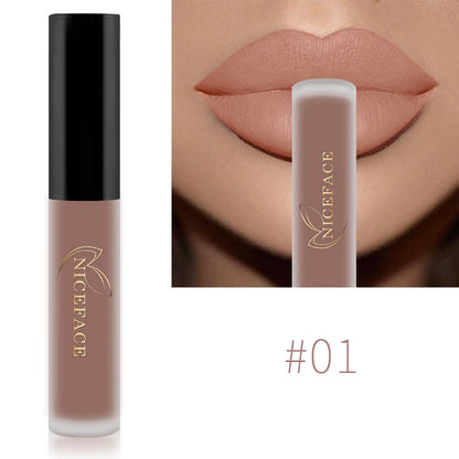 NICEFACE Nude Liquid Lipsticks Waterproof Velvet Matte Lip Gloss Long Lasting Non-stick Cup Lip Tint Makeup Pigment Cosmetics