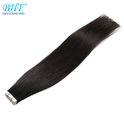 BHF Tape In Hair Extensions Human Hair 20pcs/Pack European Remy Straight Invisible Tape Ins Adhensive Hair Extensions