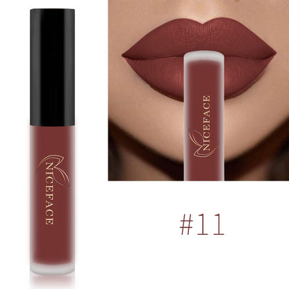 NICEFACE Nude Liquid Lipsticks Waterproof Velvet Matte Lip Gloss Long Lasting Non-stick Cup Lip Tint Makeup Pigment Cosmetics