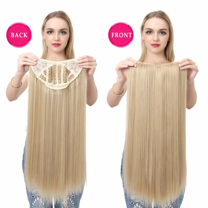 Synthetic U Part Clip in Hair Extension Clip-on Natural Thick False Fake Blonde Long Straight Hairpieces 16 20 24 inch