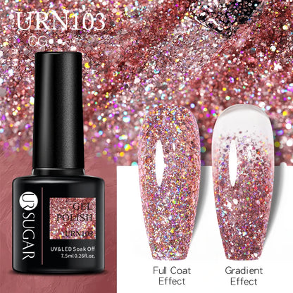 UR SUGAR 7.5ml Champagne Reflective Gel Polish Golden Glitter Soak Off Semi Permanent UV LED Varnish Gel Nail Art Polish