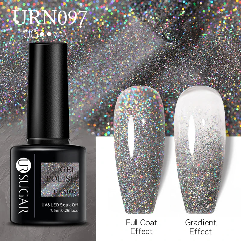 UR SUGAR 7.5ml Champagne Reflective Gel Polish Golden Glitter Soak Off Semi Permanent UV LED Varnish Gel Nail Art Polish