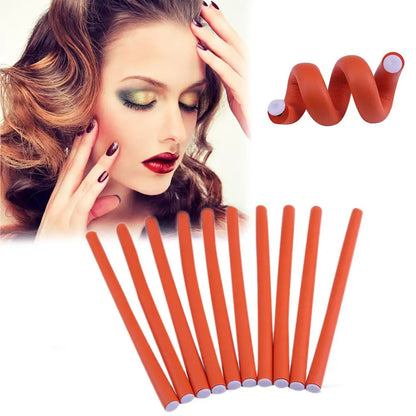 10pcs Hair Curling Curler Magic Air Hair Rollers Soft Foam Bendy Twist Magic Flexi Rods Styling Hair Sticks Tool Random color