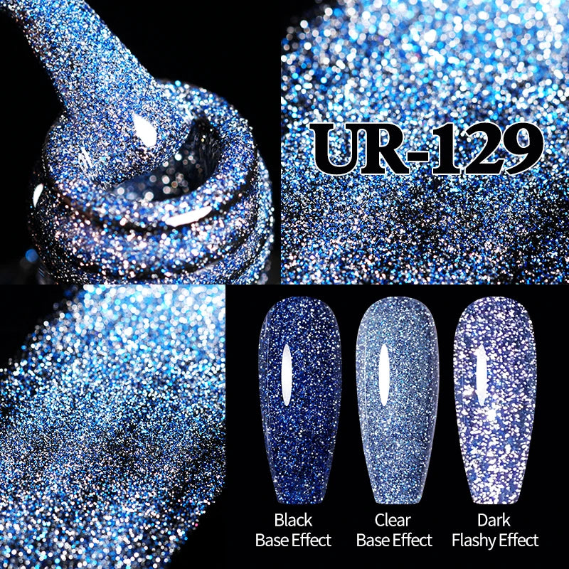 UR SUGAR 7.5ml Champagne Reflective Gel Polish Golden Glitter Soak Off Semi Permanent UV LED Varnish Gel Nail Art Polish