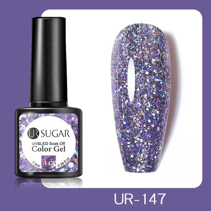 UR SUGAR 7.5ml Champagne Reflective Gel Polish Golden Glitter Soak Off Semi Permanent UV LED Varnish Gel Nail Art Polish