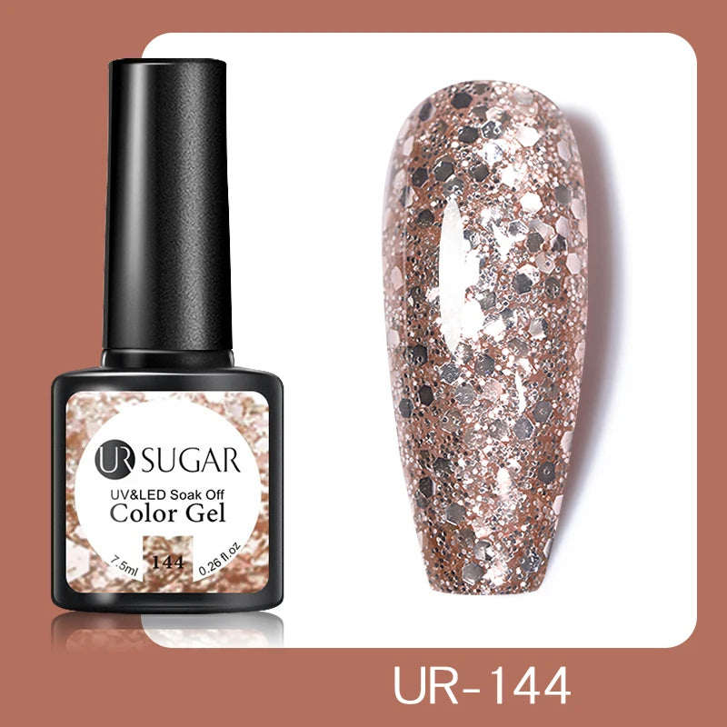 UR SUGAR 7.5ml Champagne Reflective Gel Polish Golden Glitter Soak Off Semi Permanent UV LED Varnish Gel Nail Art Polish