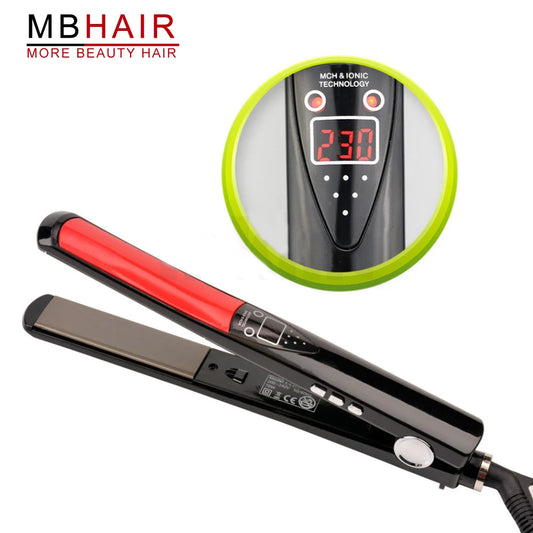 MBHAIR LCD Display Titanium plates Flat Iron Straightening Irons Styling Tools Professional Hair Straightener