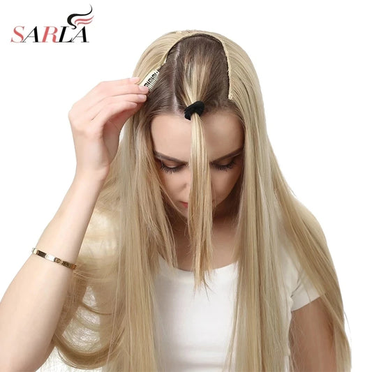 Synthetic U Part Clip in Hair Extension Clip-on Natural Thick False Fake Blonde Long Straight Hairpieces 16 20 24 inch