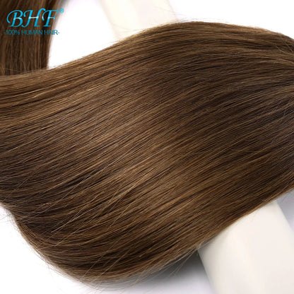 BHF Tape In Hair Extensions Human Hair 20pcs/Pack European Remy Straight Invisible Tape Ins Adhensive Hair Extensions