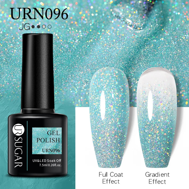 UR SUGAR 7.5ml Champagne Reflective Gel Polish Golden Glitter Soak Off Semi Permanent UV LED Varnish Gel Nail Art Polish