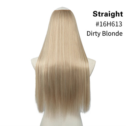 Synthetic U Part Clip in Hair Extension Clip-on Natural Thick False Fake Blonde Long Straight Hairpieces 16 20 24 inch