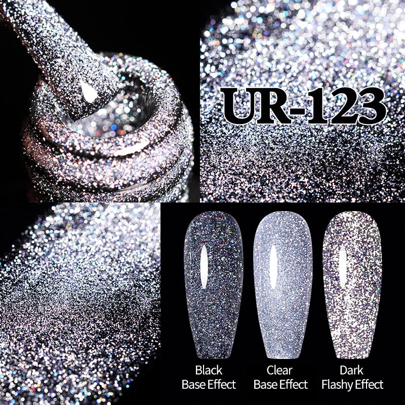 UR SUGAR 7.5ml Champagne Reflective Gel Polish Golden Glitter Soak Off Semi Permanent UV LED Varnish Gel Nail Art Polish