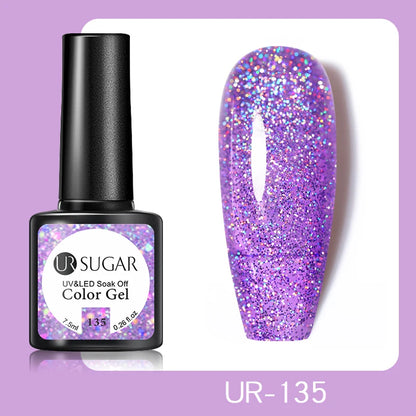 UR SUGAR 7.5ml Champagne Reflective Gel Polish Golden Glitter Soak Off Semi Permanent UV LED Varnish Gel Nail Art Polish