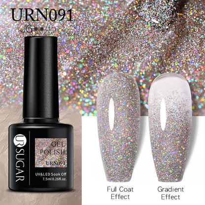 UR SUGAR 7.5ml Champagne Reflective Gel Polish Golden Glitter Soak Off Semi Permanent UV LED Varnish Gel Nail Art Polish