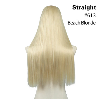 Synthetic U Part Clip in Hair Extension Clip-on Natural Thick False Fake Blonde Long Straight Hairpieces 16 20 24 inch