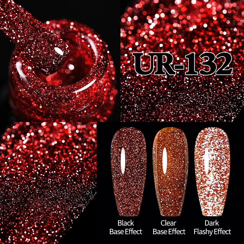 UR SUGAR 7.5ml Champagne Reflective Gel Polish Golden Glitter Soak Off Semi Permanent UV LED Varnish Gel Nail Art Polish