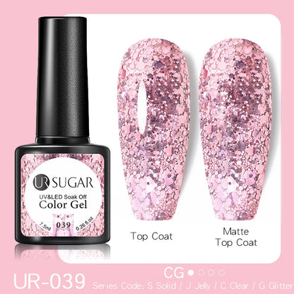 UR SUGAR 7.5ml Champagne Reflective Gel Polish Golden Glitter Soak Off Semi Permanent UV LED Varnish Gel Nail Art Polish