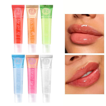 6Pcs Fruity Flavor Watery Glossy Lip Gloss Set Clear Lip Gel Hydrating Moisturizing Lip Gloss Women Lips Makeup Wholesale