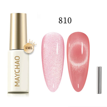 MAYCHAO 5ml Cat Eye Magnetic Gel Nail Polish Shiny Glitter Gel Lacquer Semi Permanent Soak Off UV LED Varnish Manicure Nail Art